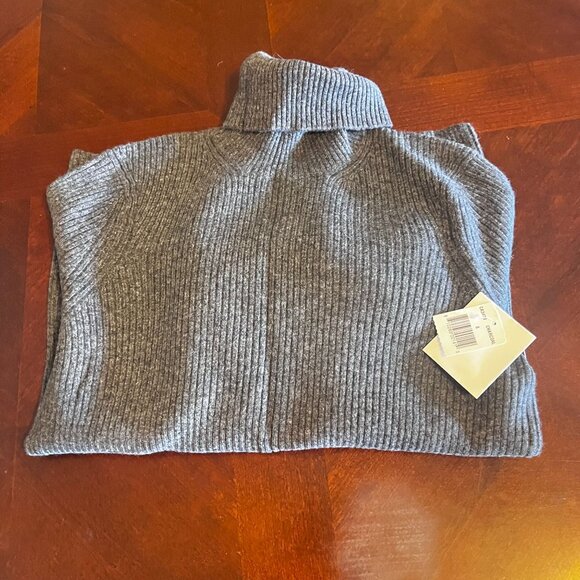 Saks Fifth Avenue Womens Gray Ribbed Turtleneck Sweater S 100% Cashmere - Picture 7 of 7